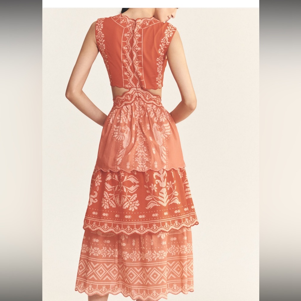 FARM Rio Coral Cutout Embroidered Midi Dress - Picture 2 of 7